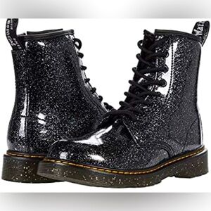 DR. MARTENS 1460 Black Sparkly Classic Combat Boots Zipper Women’s SZ 5 Like New
